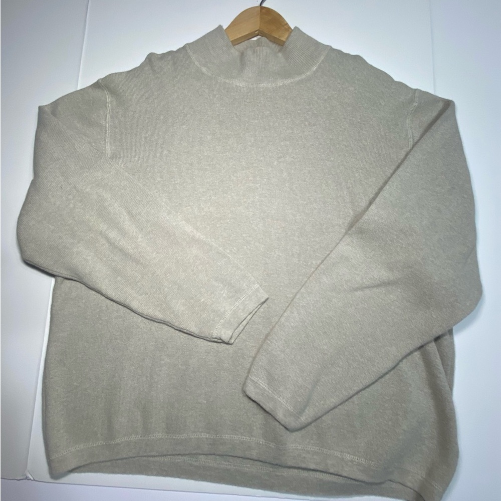 Eddie Bauer Mens Size XL Tall 100% Cotton Sweater Long Sleeve Oatmeal Beige